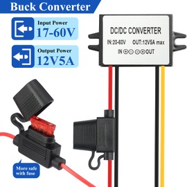 YBBOTT DC 20V-60V to 12V 5A Step Down Waterproof Buck Power Converter Transformer Power Supply Power Converter for Golf Cart CNC Equipment Switches Photovoltaic Panels etc