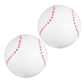 Sewroro ビーチボール インフレータブル 野球デザイン プール 海水浴 水遊び 夏休み ビーチ パーティー 夏祭り イベント トスゲーム スポーツ レジャー アウトドア 水上 軽量 PVC ホワイト 22x22x22cm 2個セット