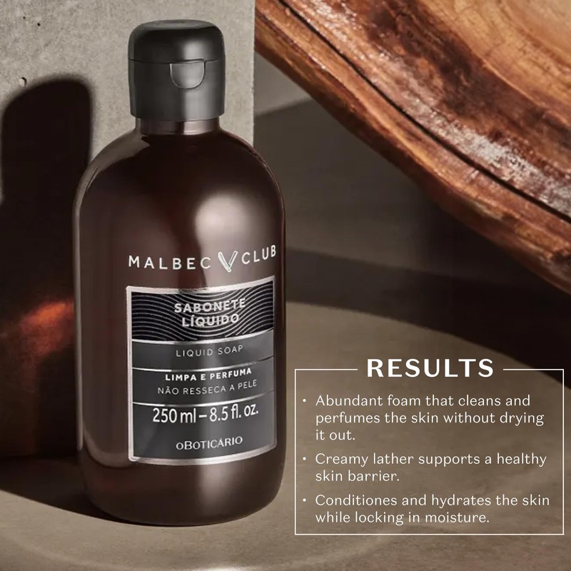 Oboticatio SABONETE LIQUIDO MALBEC CLUB Liquid Soap, 8.5 fl oz