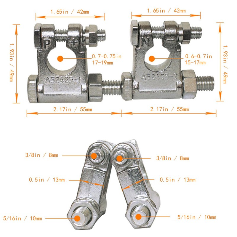 DLronwey Battery Terminal Connectors,Military Spec Positive Negative Heavy Duty Battery