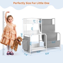 Kids Bookshelf, BookShelf for Kids, 3 Tier Nursery Book Shelves, Toddler Bookshelf with Kids Toy Storage Organizer, Montessori Bookshelf Baby Bookshelf Bookcase for Kids Rooms Playroom, White/Grey