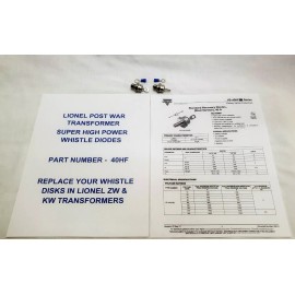 Lionel Post War Transformer - (2) High Power 40AMP Whistle Diodes - 40HF- ZW-KW
