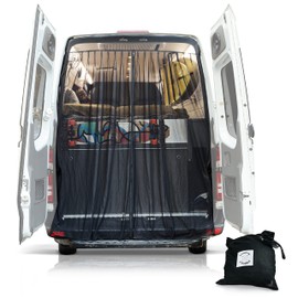 Living in a Bubble Van Bug Screen for Mid & High Roof Mercedes Sprinter, Ford Transit & Other Campervans, Universal Size Rear Door Flyscreen Mosquito Net, Center Zipper Closure (Large)