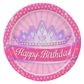 2 sets Princess Happy Birthday Party Plates (20) and Napkins (20) Party Supplies for Girls For Women Pink Party decorations with Bonus TDST Kickback Banner