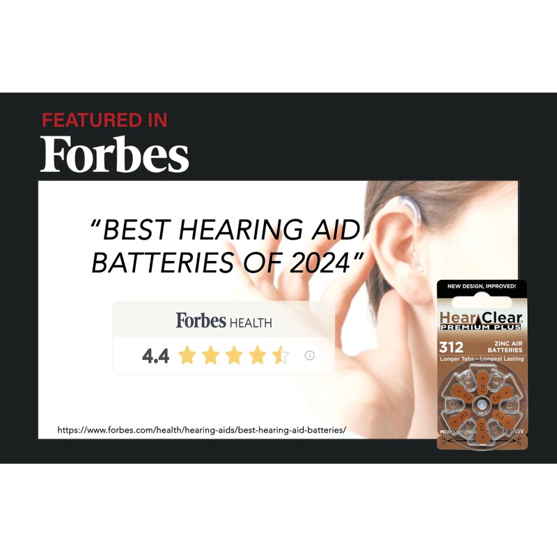 HearClear Size 312 PR41 Hearing Aid Batteries Brown Tab (18