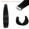 24 Inch 20Pcs Black Tape in Hair Extensions Seamless Skin
