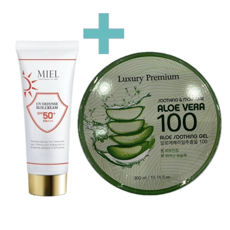 Miel UV Defense Sun Cream 60ml+Aloe Vera Soothing Gel 300ml