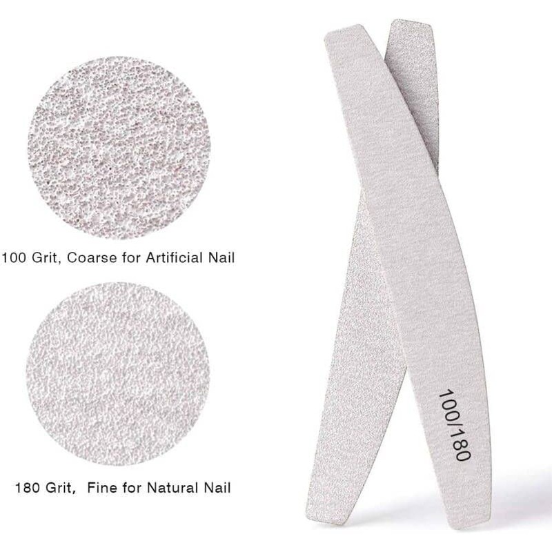 BREEZO 12PCS Professional Nail Files Double Sided Emery Board 100/180
