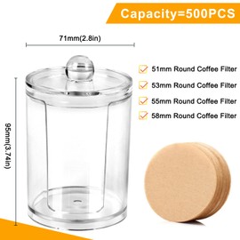 Wiojtry Espresso Paper Filter Holder Storage Container Coffee Filter Holder Portable Coffee Filter with Lid Suitable for （50mm - 60mm） Round Disposable Paper Filters