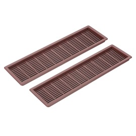 PATIKIL 9 Inch Rectangle Ventilation Grille, 2 Pack Plastic Air Vent Cover Louvered Ventilation Cover Mesh Air Vent for Cabinet Wardrobe Shoe Closet, Brown