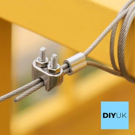 Wire Rope Clamp for 10mm Wire Rope Cable (Pack of: 4) U Bolt Saddle Clips DIN 741 Galvanised Steel Clip Fastener DIYUK