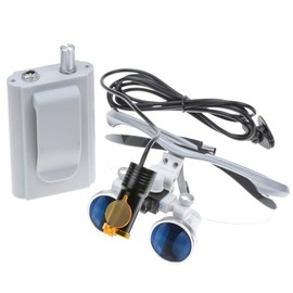 EustomA 5W LED Headlight HeadLamp Filter with 3.5X-420mm Portable Waist Hanging Style Binocular Loupes Aluminum Box (Silver)