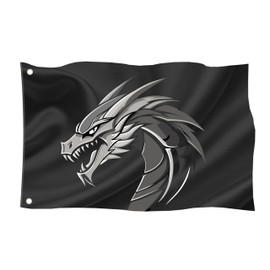 Pirate Flag in Various Sizes, Weatherproof with Eyelets, Outdoor and Indoor, Flag for Flagpole, 100% Polyester (Dragon 1, S)