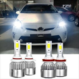 Unbranded For Toyota Prius 2010-2014 High Low Beam 6000k LED Headlight Kit H11+9005 Bulbs