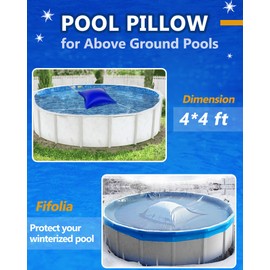 Pool Pillows for Above Ground Pools 4'X 4', 0.4mm Ultra Thick Pool Pillows for Winter, Cold-Resistant Air Pillow for Above Ground Pool, Durable PVC Pool Pillow for Winterizing, Rope Included