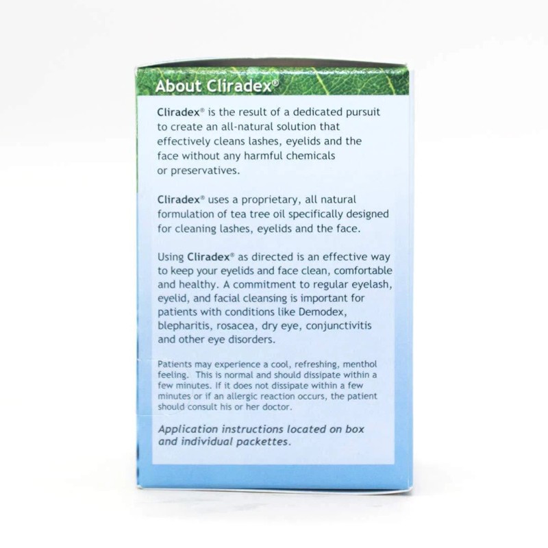 Cliradex Towelettes - Natural Face, Eyelash & Eyelid Cleanser -