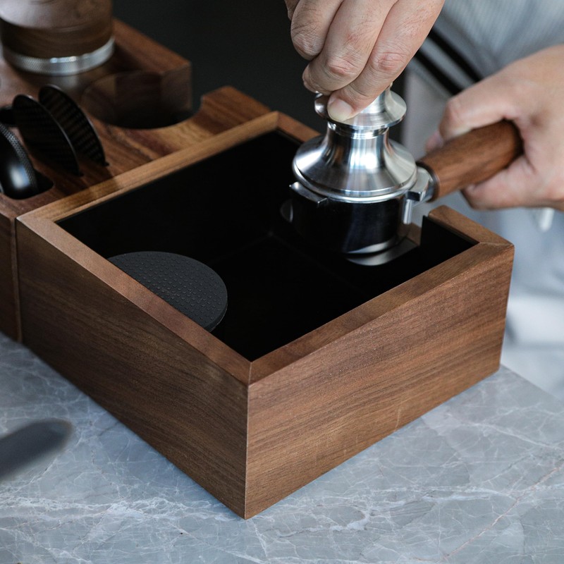 KNODOS Wooden Espresso Knock Box Walnut Dump Bin for Coffee
