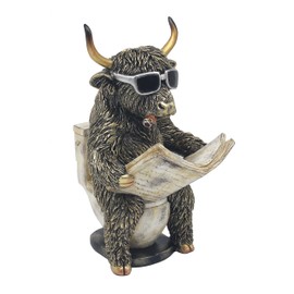 Lesser & Pavey Animals with Attitude Loo-Time Highland Cow Sml Home Decor Figurines & Ornaments For Home | Decorative Accessories Statues For Indoor & Outdoor | Lovely Gifts for Women & Men