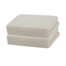 2-Pack sproutling® Premium Baby Muslin Bed Sheets for Side Beds, Breathable and Sweat-Free, Produced in Portugal, 100% Organic Cotton GOTS (Beige, 50 x 89 cm)