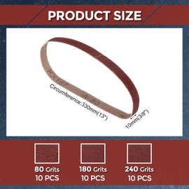 Kozelo 30 Pcs Sanding Belts 3/8 x 13 Inch 80/180/240 Grit Aluminum Oxide Abrasive Sandpaper for Belt Sander Metal Grinding Wood Working Weld Rust Removal