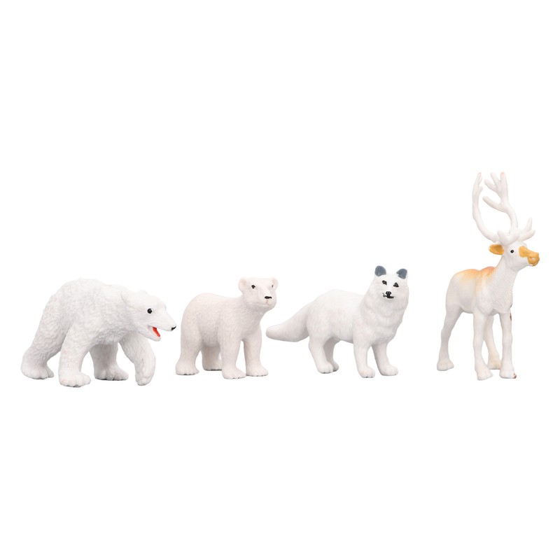 Arctic Animal Figurine Set 18pcs Kid Simulated Arctic Hare Reindeer