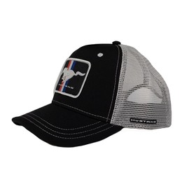 Ford Mustang Trucker Hat Embroidered 100% Recycled Polyester Blue Black, black