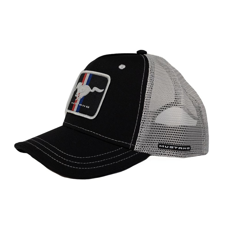 Ford Mustang Trucker Hat Embroidered 100% Recycled Polyester Blue Black,