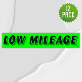 Versa Tags 12Pack of LOW MILEAGE Stickers Car Lot Windshield Slogan Decals