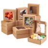 BENECREAT 20 Packs 12.5x12.5x4cm Brown Kraft Paper Box with Clear