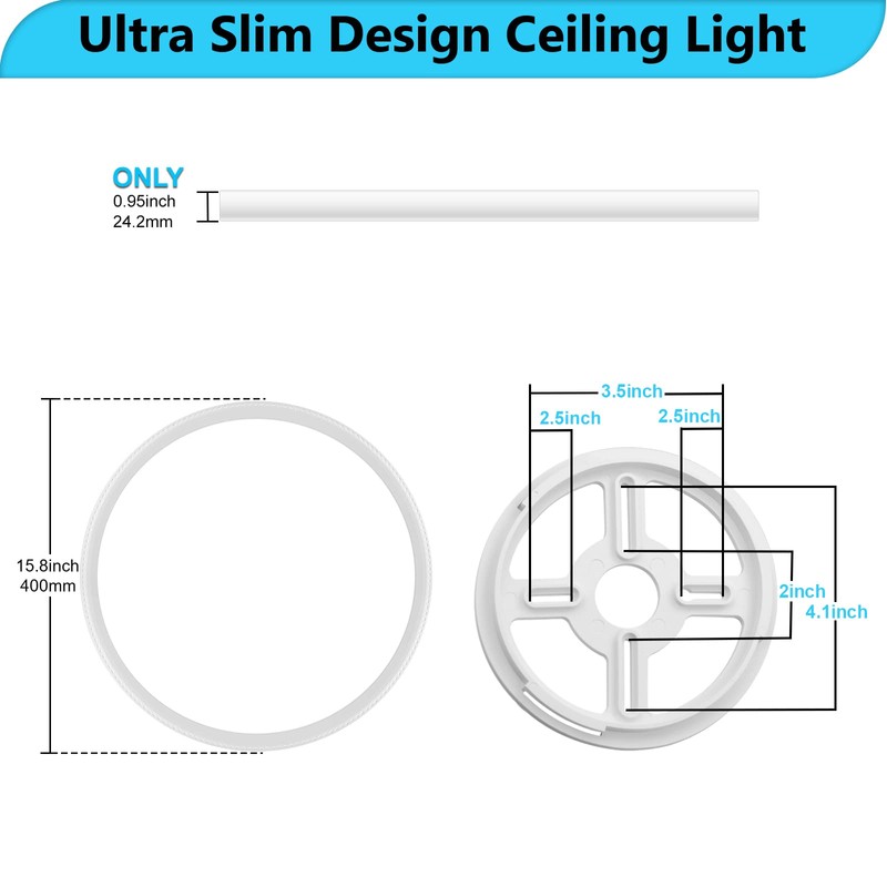 WKONCLDY 4700lm LED Flush Mount Ceiling Light, Super Slim 16