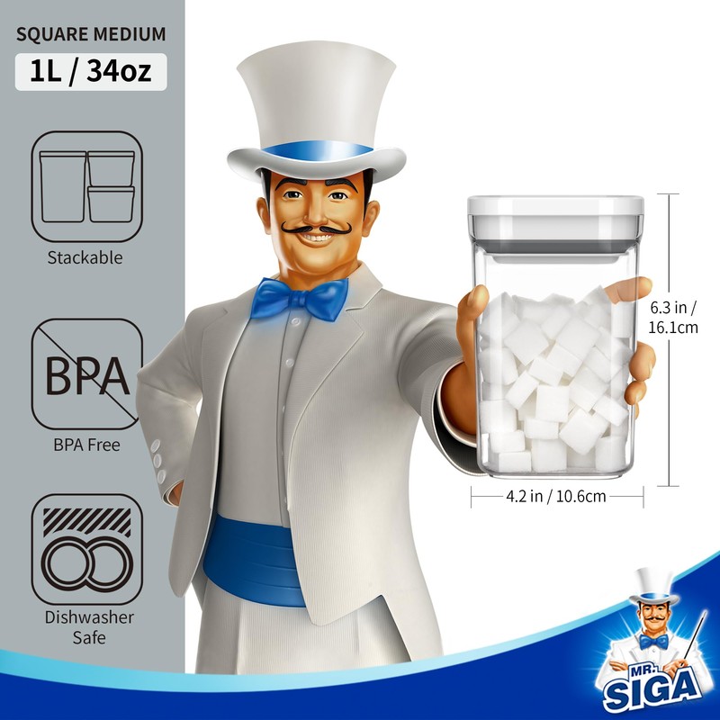 MR.SIGA 4 Pack Airtight Food Storage Container Set, BPA Free