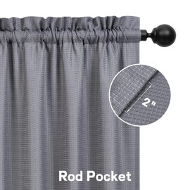 GAOMON Kitchen Curtains 3 Pieces Gray Waterproof Rod Pocket Waffle Weave Texture Water Resistant Fabric for Bed Room Bath Room Nursery Living Room Cafe Tiers and Valance, 30''Wx24''Lx2+60''Wx15''L