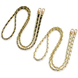 HAIKING Replacement Crossbody Chain Strap, 2 PCS Leather and Metal Chain Accessories for Handbag, Shoulder Bag Decoration (2 Colors)