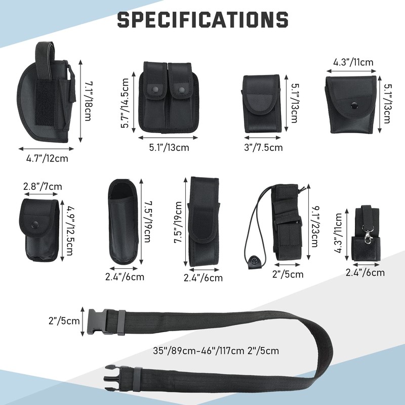 ATPEAM Security Guard Equipment Belt - 10 in 1 Multifunctional