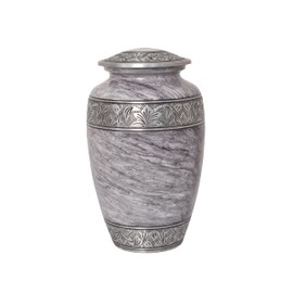 Urn for Human Ashes Adult Female, Burial Urn, Decorative Urn, Funeral Urn, Cremation Urn for Women and Men - Large, Gray - Holds Up to 210 Cubic inches