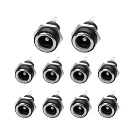 PNGKNYOCN 10 Pack DC Power Jack Panel Mount Connector,DC 5.5mm x 2.1mm Female 2 Pin Solder Type Power Jack Socket Panel Mount Connector