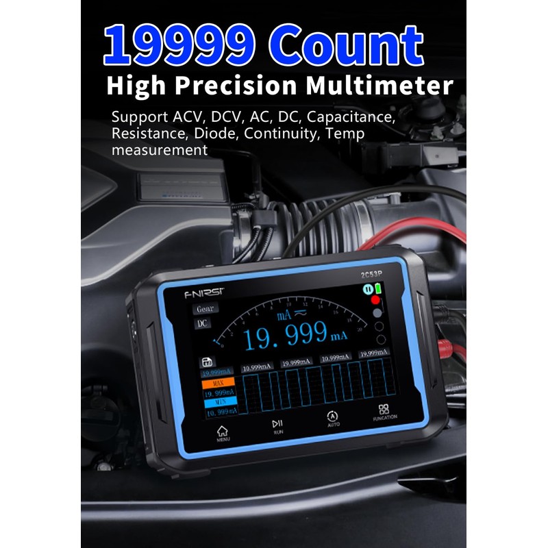 【FNRSI 2C53P Plus Upgraded with Carrying CASE】 3in1 Oscilloscope/Multimeter/DDS Signal