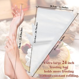 Piping Bags 24 Inch, Large Piping Bags Disposable 100PCS, Pastry Icing Bags Thickened Non-Slip and Anti-Burst, Tipless Piping Bags for Royal Icing