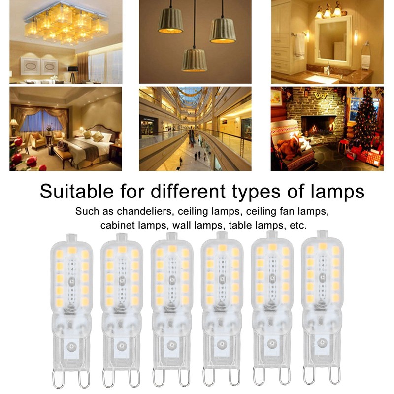 6pcs G9 LED Bulb 5W Transparent Cover 22LED Dimmable G9