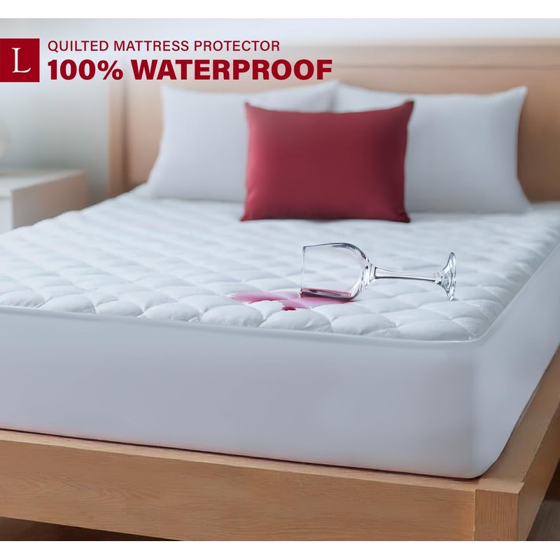 Lakhmaali Waterproof Quilted Mattress Protectors, 4-Layer Super Absorbent Design, Non-Slip