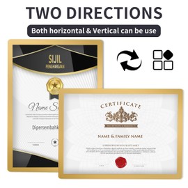 8.5x11 Wall Sign Holder Floating 3 Pack, Self-Adhesive Display Frame for Document/Poster/Paper Office/Store/Wall Mounted for Door/Window Display Holder with Horizontal and Vertical (Gold)