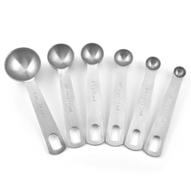 18/8 Stainless Steel Measuring Spoon, Metal Measuring Spoon for Baking Measurements, Dry Rations and Liquid, Dishwasher Safe, Good Kitchen Tool (Set of 6)
