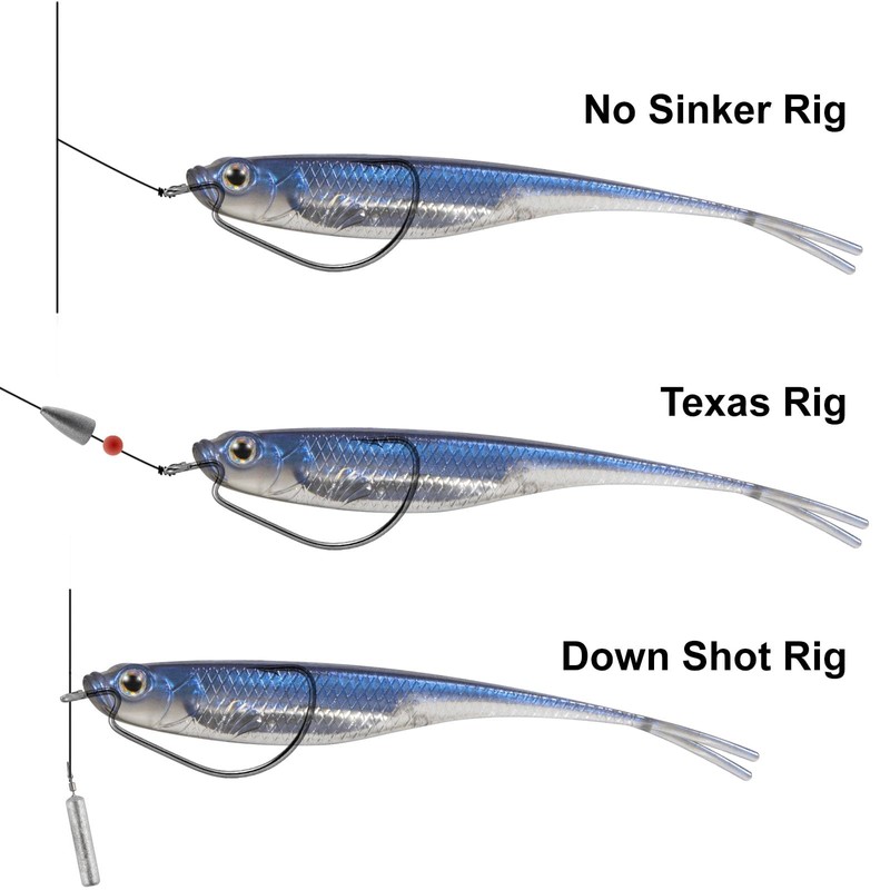 Drfish 5 Pack Soft Fishing Bait, Fork Tail Soft Jerk