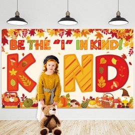 Wiooffen Fall Classroom Decorations Autumn Be The Kind Backdrop Motivational Inspirational Quotes Hanging Banner Photo Booth Props Background for Thanksgiving School Hallway Home Wall Decor