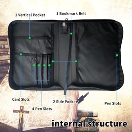 Bible Cover for Men,Large Leather Bible Case Fit Book Up to 11x8x2.4 in, Isaiah 41:10 Bible Covers Bible Study Carrier Church Bags w/Handle & Zipper