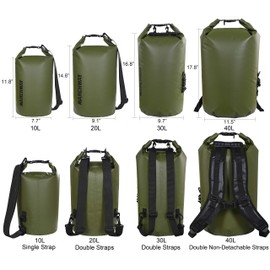 MARCHWAY Floating Waterproof Dry Bag 5L/10L/20L/30L/40L, Roll Top Sack Keeps Gear Dry for Kayaking, Rafting, Boating, Swimming, Camping, Hiking, Beach, Fishing (Army Green, 20L)
