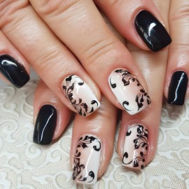 Medium Press on Nails Square Fake Nails Black Glossy Nails Press ons Black Swallowtail Butterfly Glue on Nails with Color Gradient Designs Full Cover Stick on Nails for Women Acrylic Nails 24 Pcs