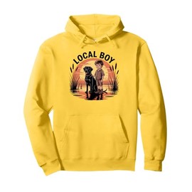 Local Boy Black Lab Marsh Scene Sunset Vintage Country Pullover Hoodie