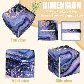 BLYKVGHQ Purple and Gold Marble Tissue Box Cover Square, Abstract Art Tissue Box Holder with Bottom Belt Leather Facial Paper Organizer Dispenser for Bathroom Bedroom Dresser Night Stand Tabletop