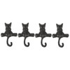 Wall Hooks Rack Coat Hooks: 4pcs Black Cat Robe Hooks